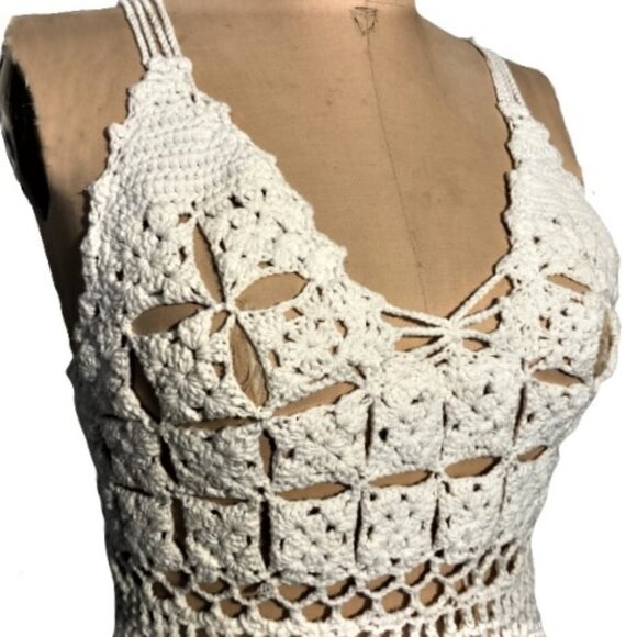 Vintage boho crochet knit tank top - Picture 6 of 11